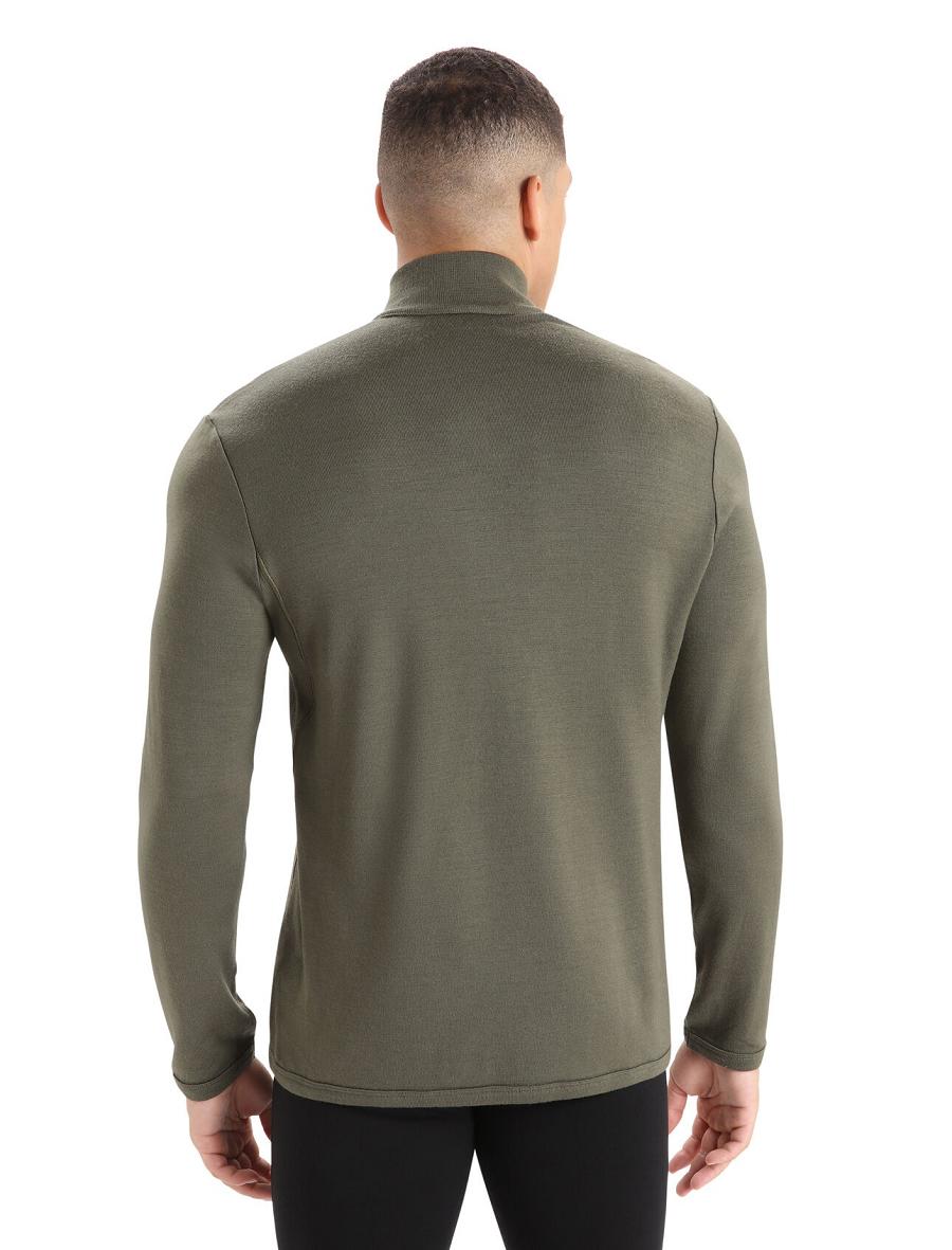 Loden Men's Icebreaker Merino Original Long Sleeve Half Zip Hoodie | USA 1271LISH